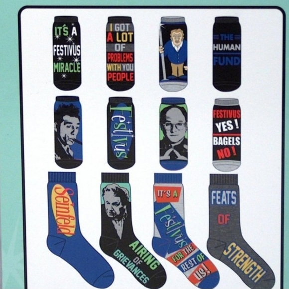 Seinfeld Socks Men's Collectors Edition 12 Days Of Chirstmas Gift Boxed - Picture 4 of 4